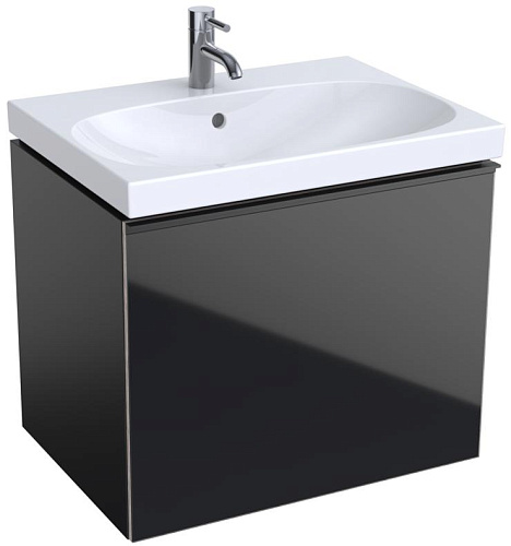 Geberit Acanto 500.610.16.1 Шкафчик под раковину 640 x 535 x 476 мм, фронтальная часть: черное стекло корпус: черный матовый — лакированный купить  в интернет-магазине Сквирел