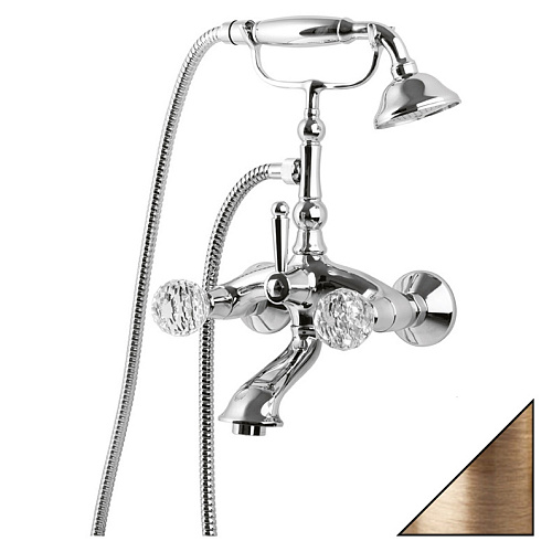 Cezares ATLANTIS-VD-02-Sw/M Смеситель для ванны с ручным душем, бронза/ручки Swarovski