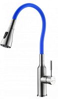 Lemark LM5082S-Blue Expert Смеситель для кухни, с гибким изливом, хром/синий