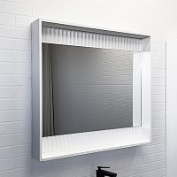 Comforty 00-00013685 Марсель Зеркальный шкаф с подсветкой 90х80 см, белый матовый