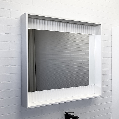 Comforty 00-00013685 Марсель Зеркальный шкаф с подсветкой 90х80 см, белый матовый купить  в интернет-магазине Сквирел