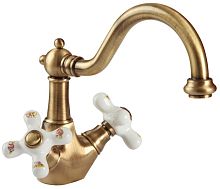 Migliore 19466 Provance Смеситель для раковины, Click-clack, белый с декором/бронза