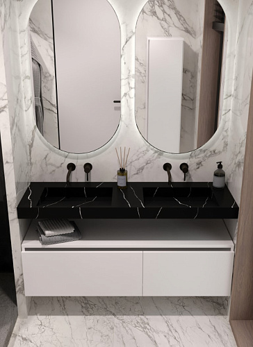 Столешница моноблок 141х45х8 Armadi Art FLAT NERO MARQUINA 859-140-NM купить  в интернет-магазине Сквирел