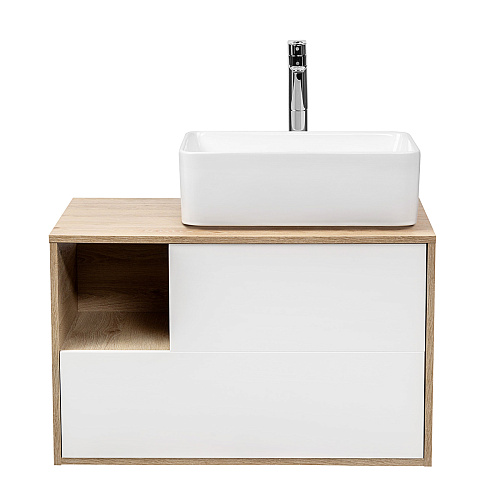 Aquanika AQQ804650RU78 QUADRO Тумба под раковину 80х50 см, дуб давос/белый купить  в интернет-магазине Сквирел