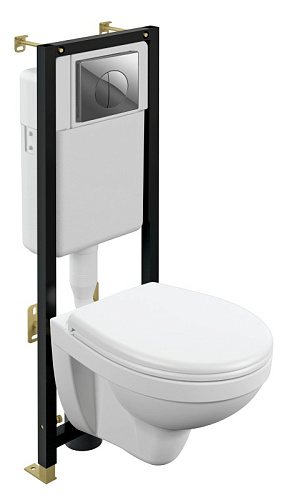 Cersanit DELFI S-SET-DEL/Black/TPL/Cg-w Инсталляция с унитазом + Панель смыва