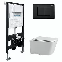 Abber Rechteck AC1201-AC0105-AC0120MB Комплект: Унитаз, Инсталляция, Кнопка смыва