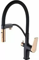 Lemark LM3761BLR Bronx Смеситель для кухни, с подключением к фильтру с питьевой водой, черный/золото