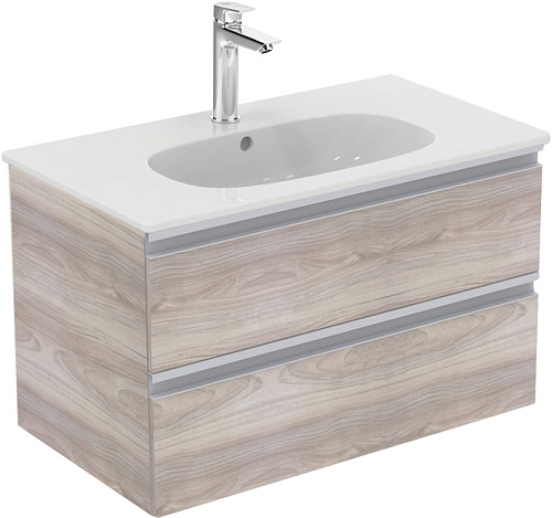 Ideal Standard T0051VI Tesi Тумба для раковины 80х44 см, подвесная, с ящиками, Matt texture Wood Light (cветлое текстурное дерево матовое)
