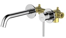 Aquatek AQ1313CR Европа Смеситель для раковины, настенный 2 отв. (внешняя и скрытая часть), хром