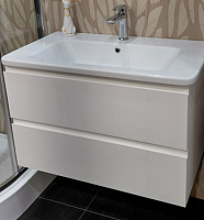 Сет 2023 KS7557-60-021, Тумба под раковину подвесная (White)+12060-KL, Раковина (Белый)