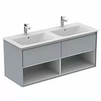 Ideal Standard E0829EQ Connect Air Тумба для раковины 120х44 см, подвесная, Glossy Light Grey + Matt White (светло-серый глянцевый + белый матовый) купить  в интернет-магазине Сквирел