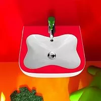 Laufen 8.1503.1.062.104.1 Florakids Раковина подвесная 45х41 см, белая/красная