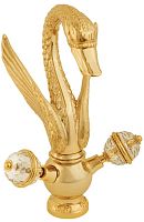 Migliore 23250 Luxor Смеситель для раковины, Лебедь большой, ручки Crystal/золото
