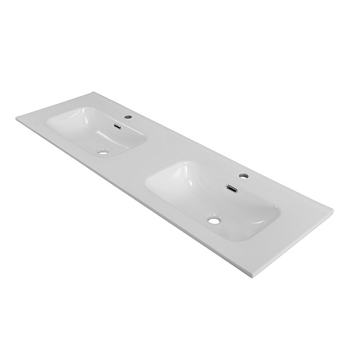 BelBagno BB1400-2-ETL Раковина керамическая 140х46.5 см, с двумя чашами, белый глянцевый