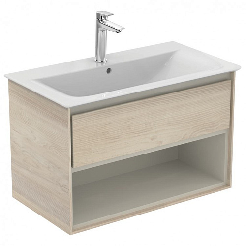 Ideal Standard E0827UK Connect Air Тумба для раковины 80х44 см, подвесная, Wood light brown + Matt Light Brown (светло-коричневое дерево + светло-коричневый матовый)