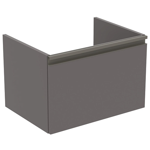 Ideal Standard T0046PU Tesi Тумба для раковины 60х44 см, подвесная, с ящиком, Matt Dark Taup? (серо-коричневый темный матовый/ручка - серо-коричневый темный матовый )