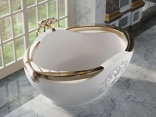 Salini 101411G BIANKA Отдельностоящая ванна, материал Sapirit - глянцевая с золотом снято с производства