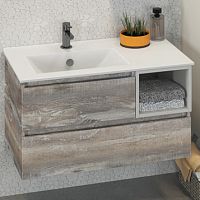 Comforty 00004137135 Турин Тумба подвесная 90х47 см, с раковиной 9090EL, дуб бежевый купить  в интернет-магазине Сквирел