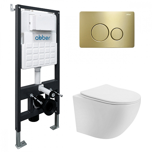 Abber BEQUEM AC1100T-AC0105-AC0121MMG Комплект: Унитаз, Инсталляция, Кнопка смыва