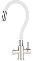 Osgard 87383 Gron Gala Смеситель для кухни, с переключателем на питьевую воду с выделенным каналом, никель/белый