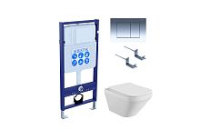 Aquatek SET Лира-010 4 в 1 Комплект: рама Standard INS-0000012 + крепеж KKI-0000002 + кнопка KDI-0000010 + унитаз AQ1155-00 с крышкой-сиденьем Soft-close, белый