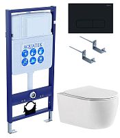 Aquatek SET Европа cmp017 Комплект: рама Standard INS-0000012 + крепеж KKI-0000002 + клавиша KDI-0000017 + унитаз AQ1106-00 с тонким сиденьем Soft-close, белый