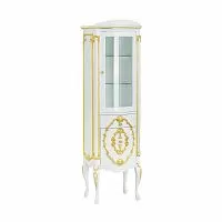 Migliore 27891 Amelia Пенал "Витрина" 53х178х40 см DX, Laccato Bianco Bril/декор Foglia oro, ручки золото SW купить  в интернет-магазине Сквирел