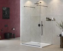 Cezares LIBERTA-L-2-105-C-NERO Душевая перегородка с возможностью двустороннего входа, стекло прозрачное, профиль чёрный, 1050x1950 мм