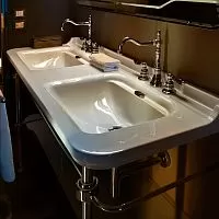 Kerasan 4143K1bi/cr*3 Waldorf Раковина керамическая двойная 150х55 см, белая
