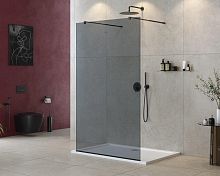 Cezares LIBERTA-L-2-110-GR-NERO Душевая перегородка с возможностью двустороннего входа, стекло графит, профиль чёрный, 1100x1950 мм
