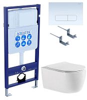 Aquatek SET Европа cmp013 Комплект: рама Standard INS-0000012 + крепеж KKI-0000002 + клавиша KDI-0000013 + унитаз AQ1106-00 с тонким сиденьем Soft-close, белый