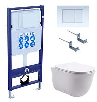 Aquatek SET Классик-009 4 в 1 Комплект: рама Standard INS-0000012 + крепеж KKI-0000002 + кнопка KDI-0000009 + унитаз AQ1111-00 с крышкой-сиденьем Soft-close, белый