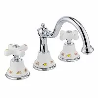 Migliore 19475 Provance Смеситель для раковины, Click-clack, белый с декором/хром