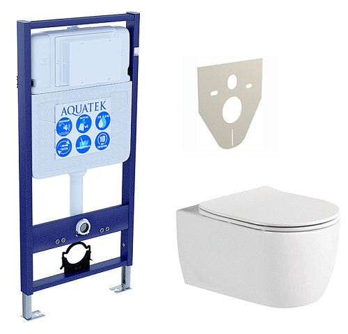 Aquatek SET Европа New Комплект: рама Standard INS-0000012 + унитаз AQ1106L-00 с тонким сиденьем с механизмом плавного закрывания, белый Aquatek SET Европа New Комплект: рама Standard INS-0000012 + унитаз AQ1106L-00 с тонким сиденьем с механизмом плавного закрывания, белый