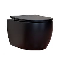 Ceramica Nova CN3001MB Play Rimless Унитаз подвесной, 37х49 см, глубокий смыв, с ультра тонкой крышкой-сиденьем, черный матовый