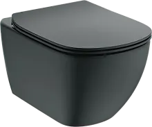 Ideal Standard T4665V3 IdealMood Унитаз подвесной 36.5х53.5 см, безободковый, с сиденьем микролифт, матовый черный