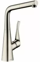 Hansgrohe 14821800 Metris 320 Смеситель для кухни, с выдвижным душем, под сталь