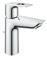 Grohe 23762001 BauLoop Смеситель для раковины с ограничителем температуры и рычажным донным клапаном, хром