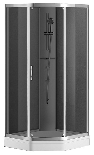 Azario AZ-N10806 900 GREY Denver Душевое ограждение 90х90 см, профиль хром