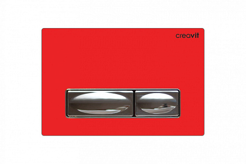 Creavit GP4003.00 Панель смыва для унитаза, накладная, стекло красное/нержавеющая сталь