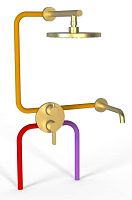 Paini 78PJSET26911BATHHEAD Cox Комплект на 2 потребителя, для ванны с верхним душем, брашированное золото PVD (PJ)