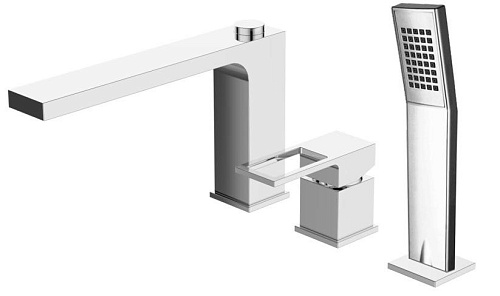 BelBagno ROM-BVD-CRM Romano Смеситель на борт ванны, с ручным выдвижным душем, хром