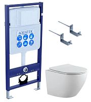 Aquatek SET Европа-KKI2 Комплект: рама Standard INS-0000012 + крепеж KKI-0000002 + унитаз AQ1901-00 с тонким сиденьем с механизмом плавного закрывания, белый