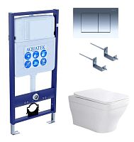 Aquatek SET Амадео-010 4 в 1 Комплект: рама Standard INS-0000012 + крепеж KKI-0000002 + кнопка KDI-0000010 + унитаз AQ1163-00 с крышкой-сиденьем Soft-close, белый