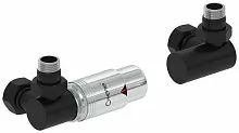 Сунержа 31-1421-6203 Терморегулятор автоматический 3D, левый, G 1/2" НР х G 3/4" НГ (набор), матовый черный/хром