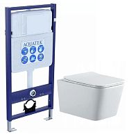 Aquatek SET Либра N cm Комплект: рама Standard INS-0000012 (без клавиши и крепежа) + унитаз New AQ1148N-00 с тонким сиденьем Soft-close, белый