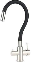 Osgard 87283 Gron Gala Смеситель для кухни, с переключателем на питьевую воду с выделенным каналом, никель/черный