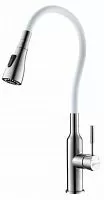 Lemark LM5082S-White Expert Смеситель для кухни, с гибким изливом, хром/белый