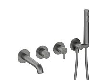 Deante BQS_D18P Silia Смеситель для ванны встраиваемый, с душевым гарнитуром, Titanium (титан)