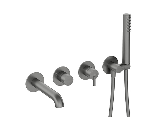 Deante BQS_D18P Silia Смеситель для ванны встраиваемый, с душевым гарнитуром, Titanium (титан)